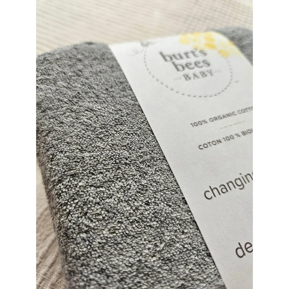 Burt's Bees Baby Changing Pad Cover Heathered Knit Terry 100% Organic Cotton